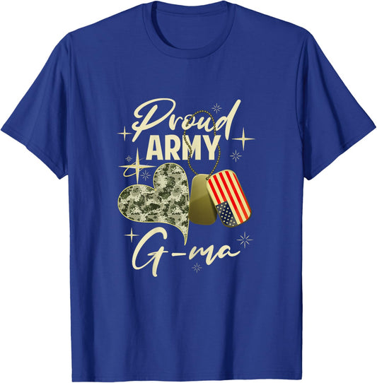 Proud Army G-Ma Camouflage Mother's Day Dog Tag US Flag T-Shirt - T-Shirt | Royal