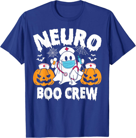 Neuro Nurse Boo Crew Retro Halloween Neurology Nurse T-Shirt - T-Shirt | Royal