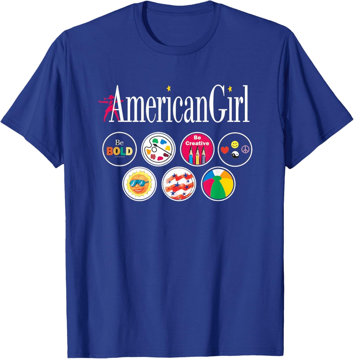 American Girl - Logo & Grin Pins T-Shirt - T-Shirt | Royal