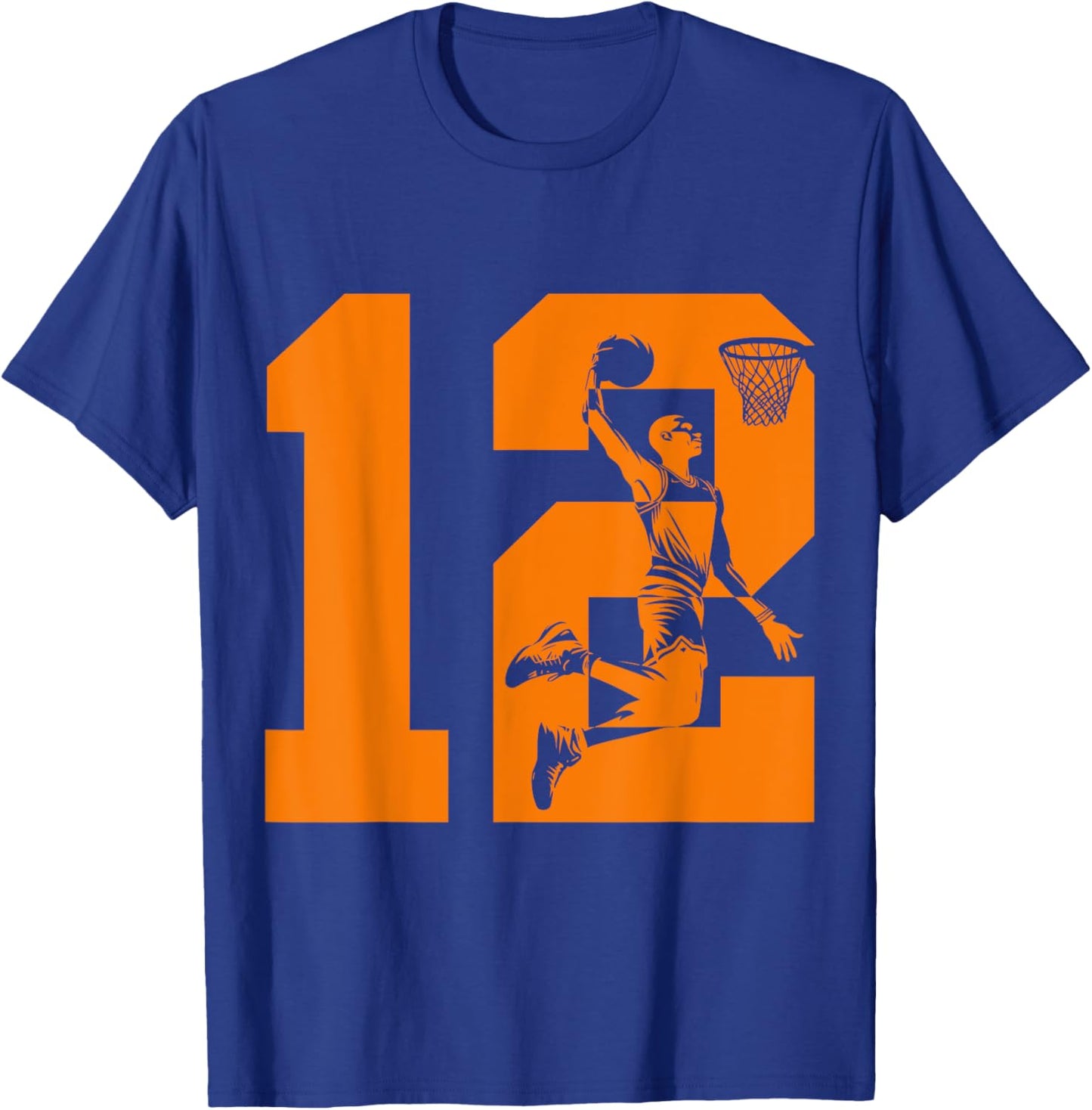 Number 12 Basketball 12th Birthday T-Shirt - T-Shirt | Royal