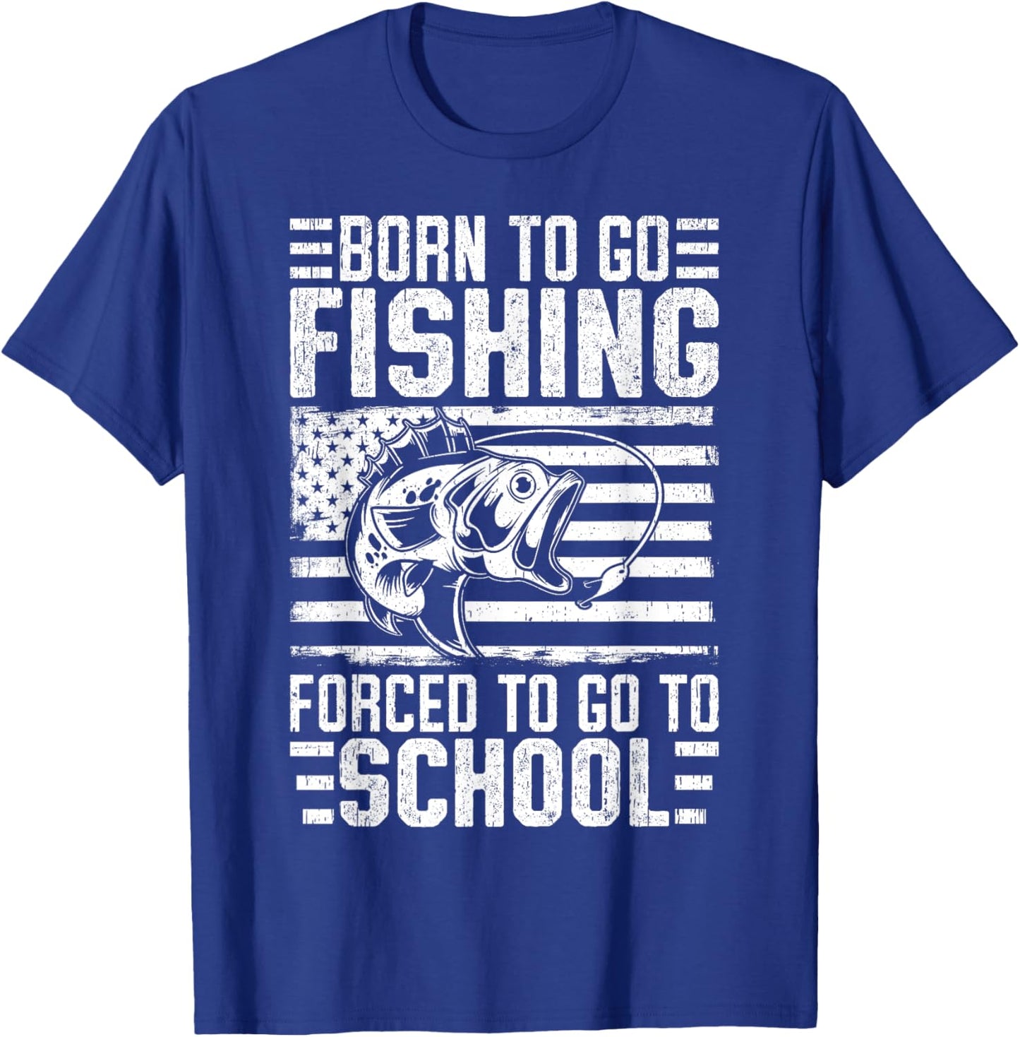 Born To Go Fishing Bass Fish Fisherman Boy Kid Funny Fishing T-Shirt - T-Shirt | Royal
