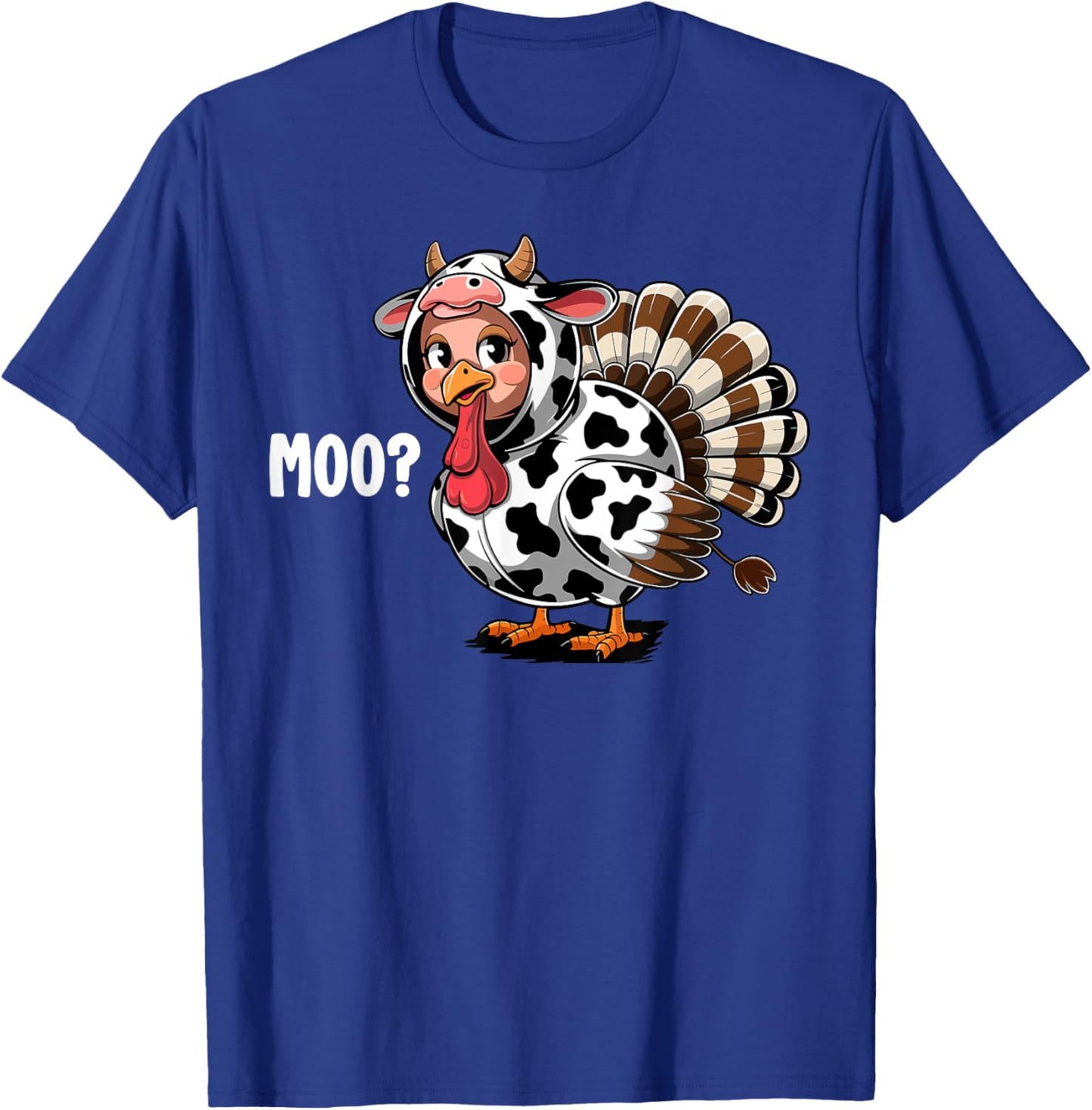 Turkey Moo Funny Thanksgiving Kids Boys Men T-Shirt - T-Shirt | Royal