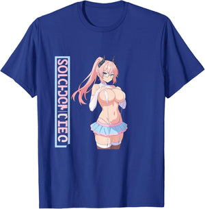 Waifu Sexy Anime Girl Horns Mini Skirt Japanese Retro Art T-Shirt - T-Shirt | Royal