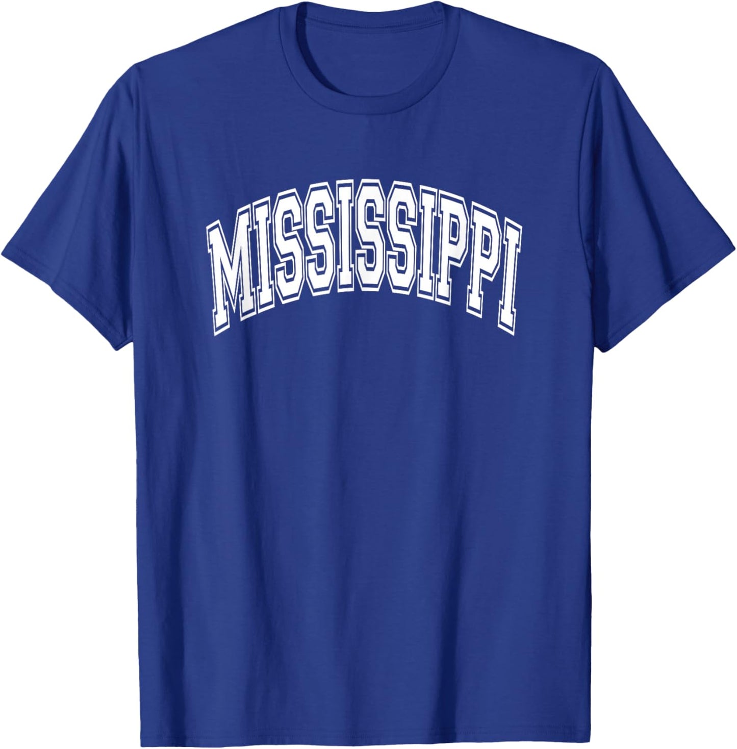 Mississippi Arched Style White Text T-Shirt - T-Shirt | Royal