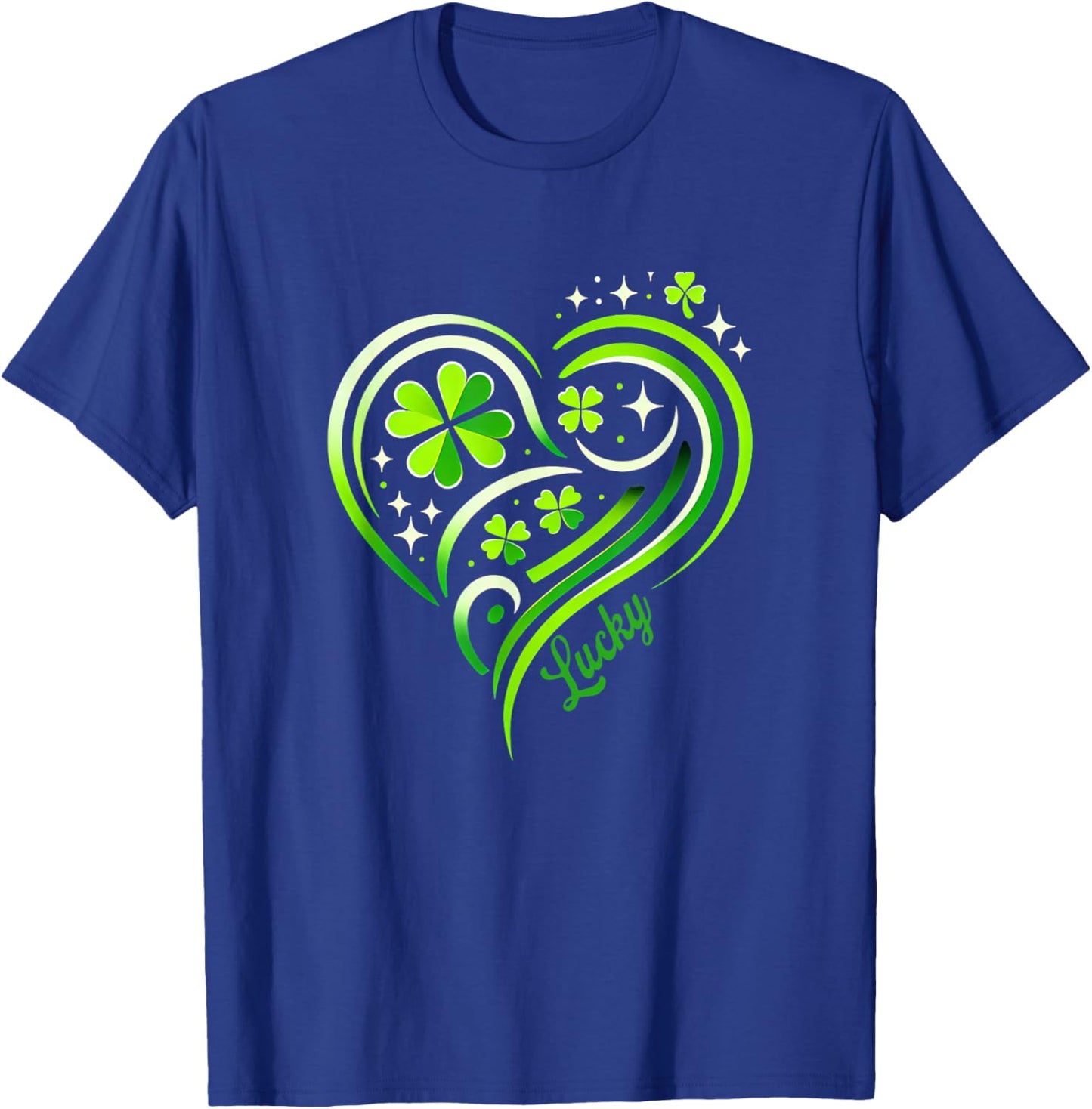 Lucky Heart Design with Shamrocks for St. Patrick's Day T-Shirt - T-Shirt | Royal