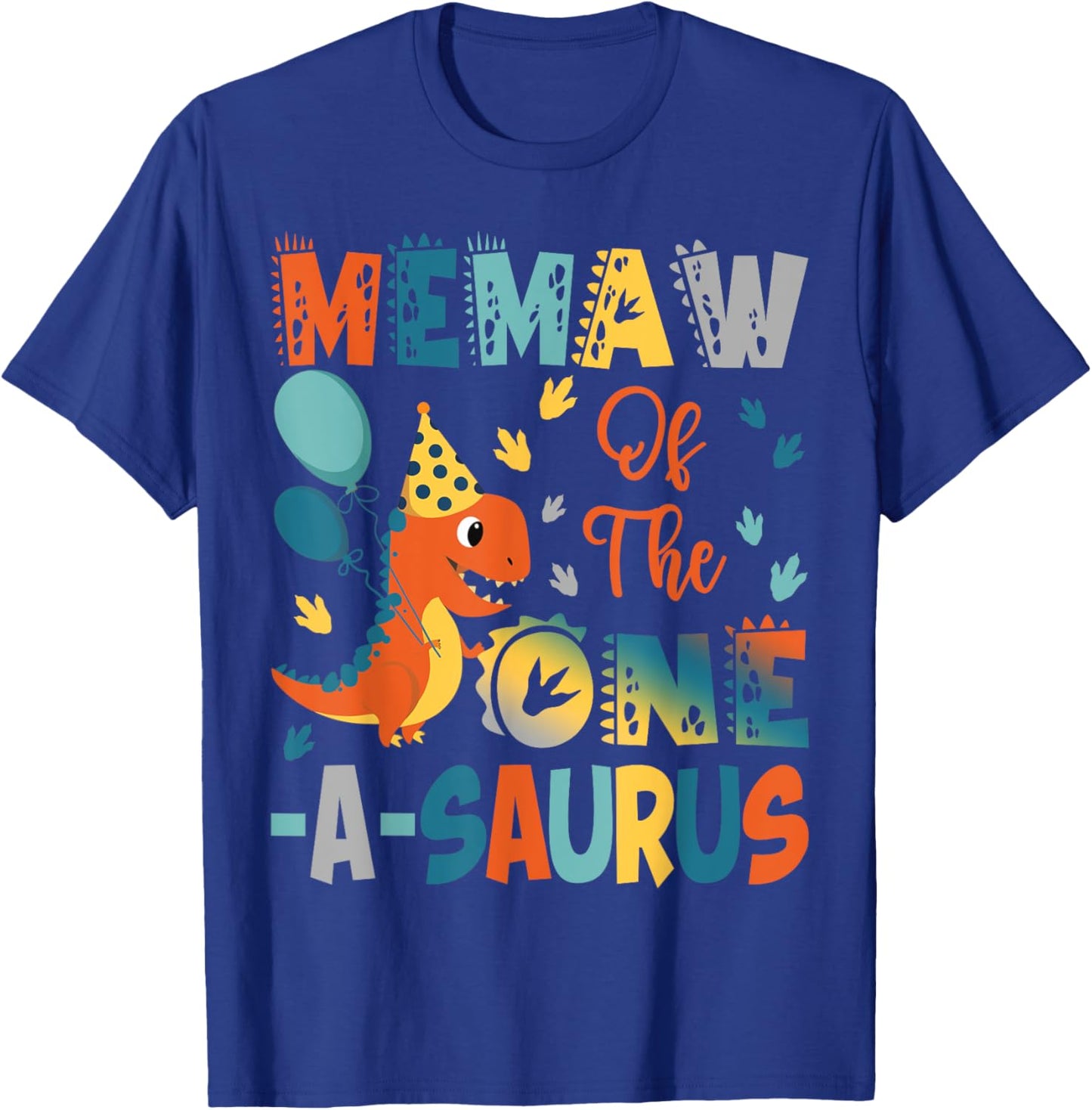 Memaw Of The One-A-Saurus 2Nd Birthday Dinosaur Party T-Shirt - T-Shirt | Royal