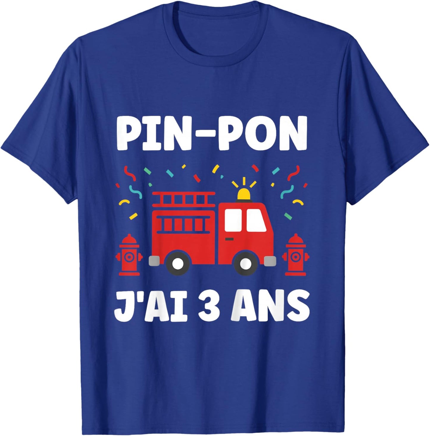 Enfant Humour Enfant Camion Pompier 3 Ans Garçon Anniversaire 3 Ans T-Shirt - T-Shirt | Royal