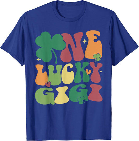 Retro Groovy St Patricks Day One Lucky Gigi T-Shirt - T-Shirt | Royal