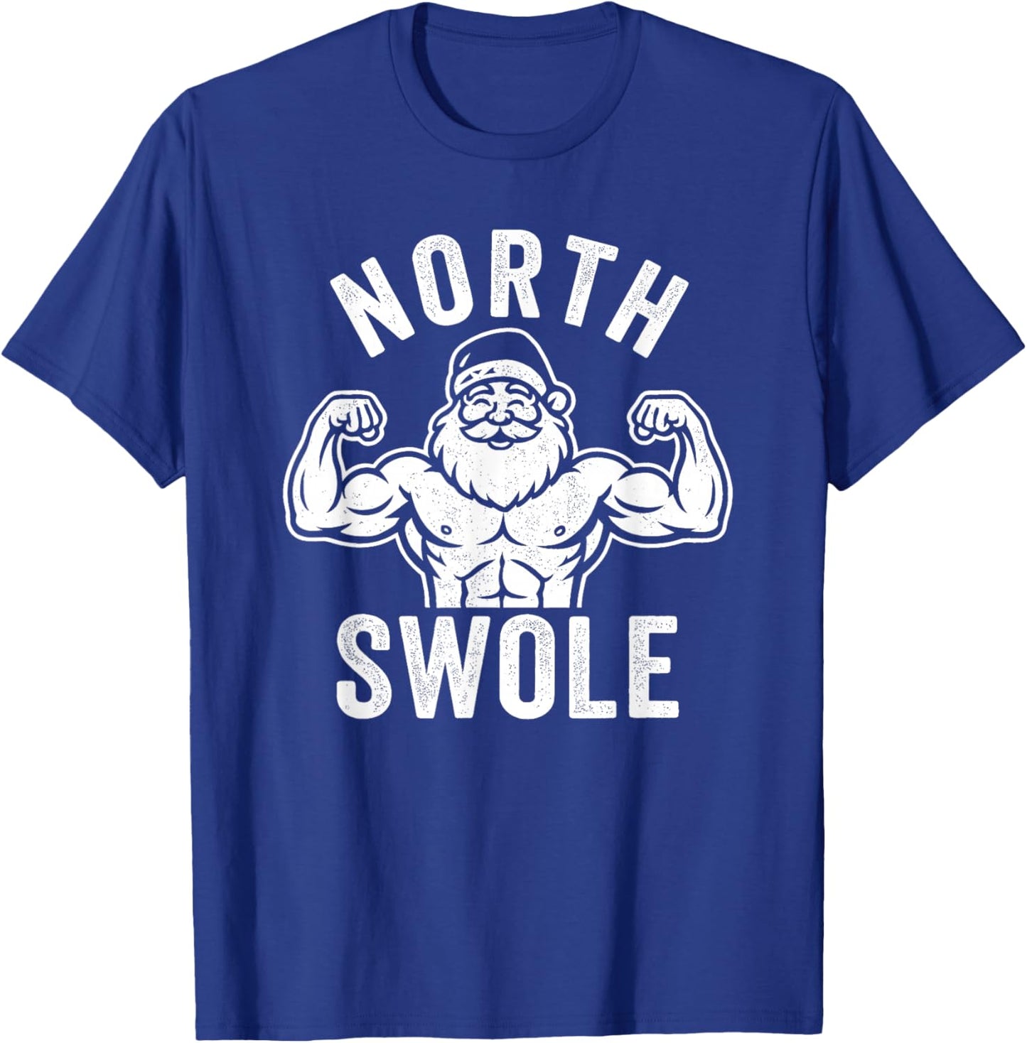 North Swole Funny Bodybuilder Santa Christmas Gym T-Shirt - T-Shirt | Royal