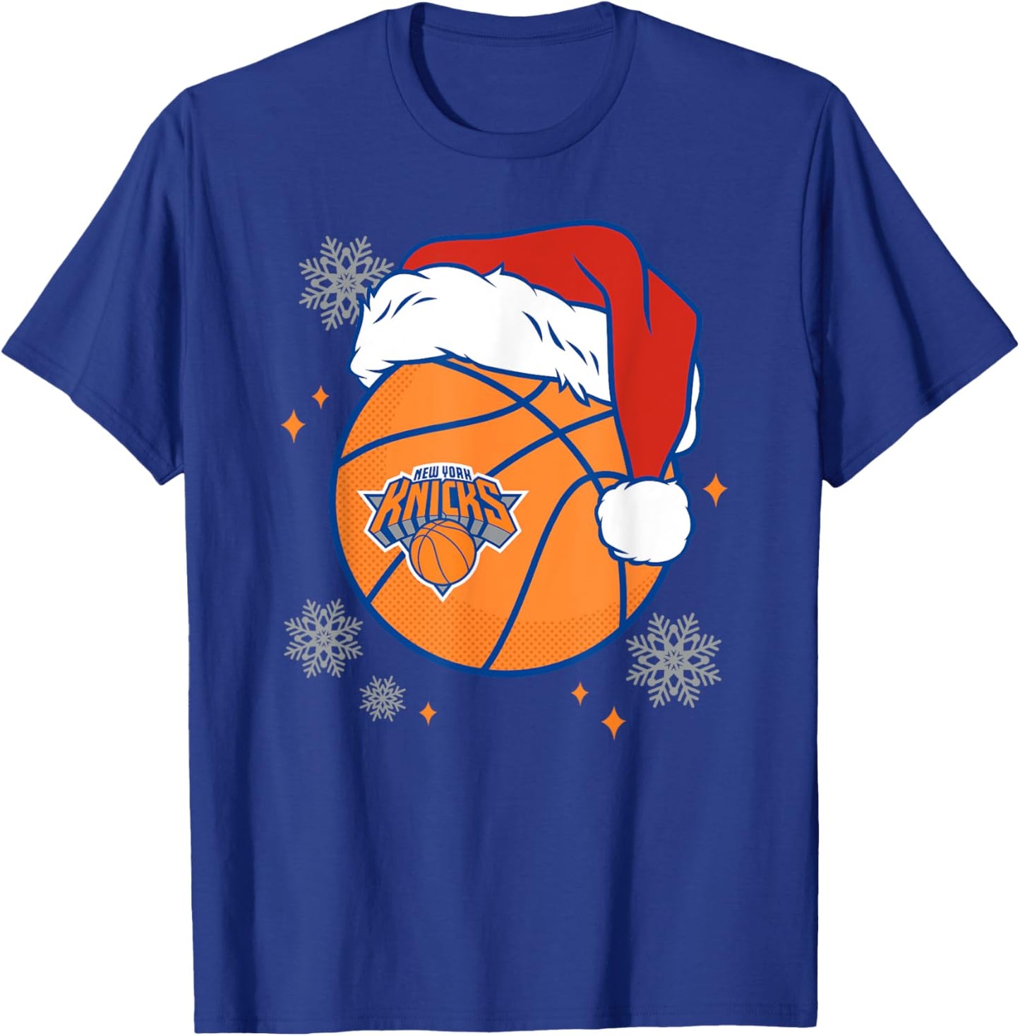 NBA New York Knicks Christmas Santa Hat Ball T-Shirt - T-Shirt | Royal