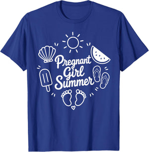 Pregnant Girl Summer Funny Baby Announcement Pregnancy Women T-Shirt - T-Shirt | Royal