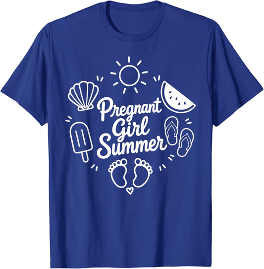Pregnant Girl Summer Funny Baby Announcement Pregnancy Women T-Shirt - T-Shirt | Royal