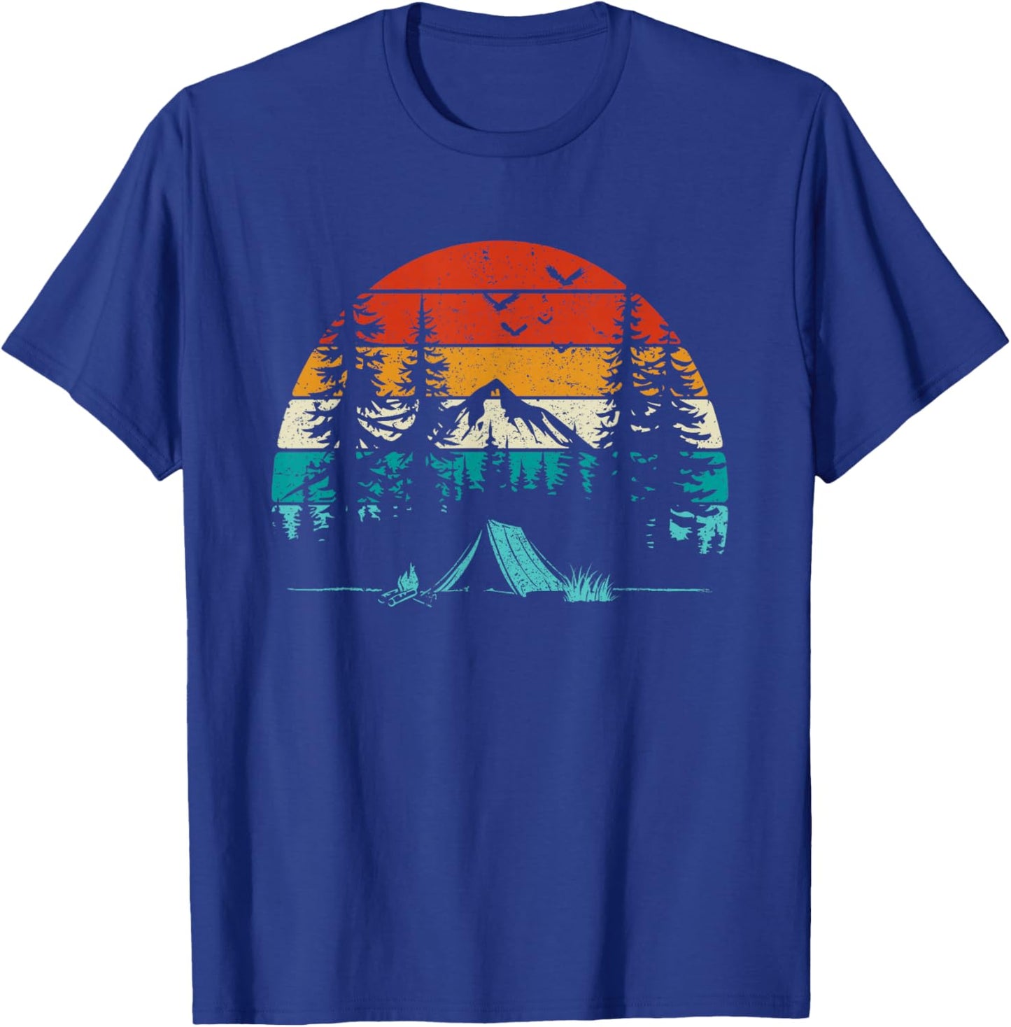 Retro Camping Adventure Wanderlust Nature Outdoors Hiking T-Shirt - T-Shirt | Royal