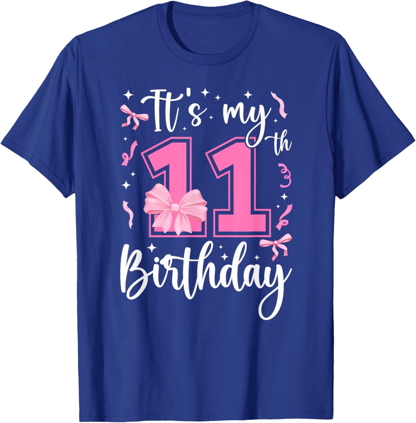 11th Coquette Themed Birthday Eleven Year Old Girl Bow T-Shirt - T-Shirt | Royal