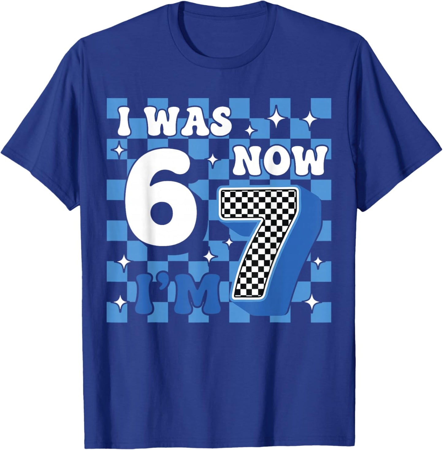 7th Birthday I was 6 Now I’m 7 Birthday Boys Girls Cool Blue T-Shirt - T-Shirt | Royal