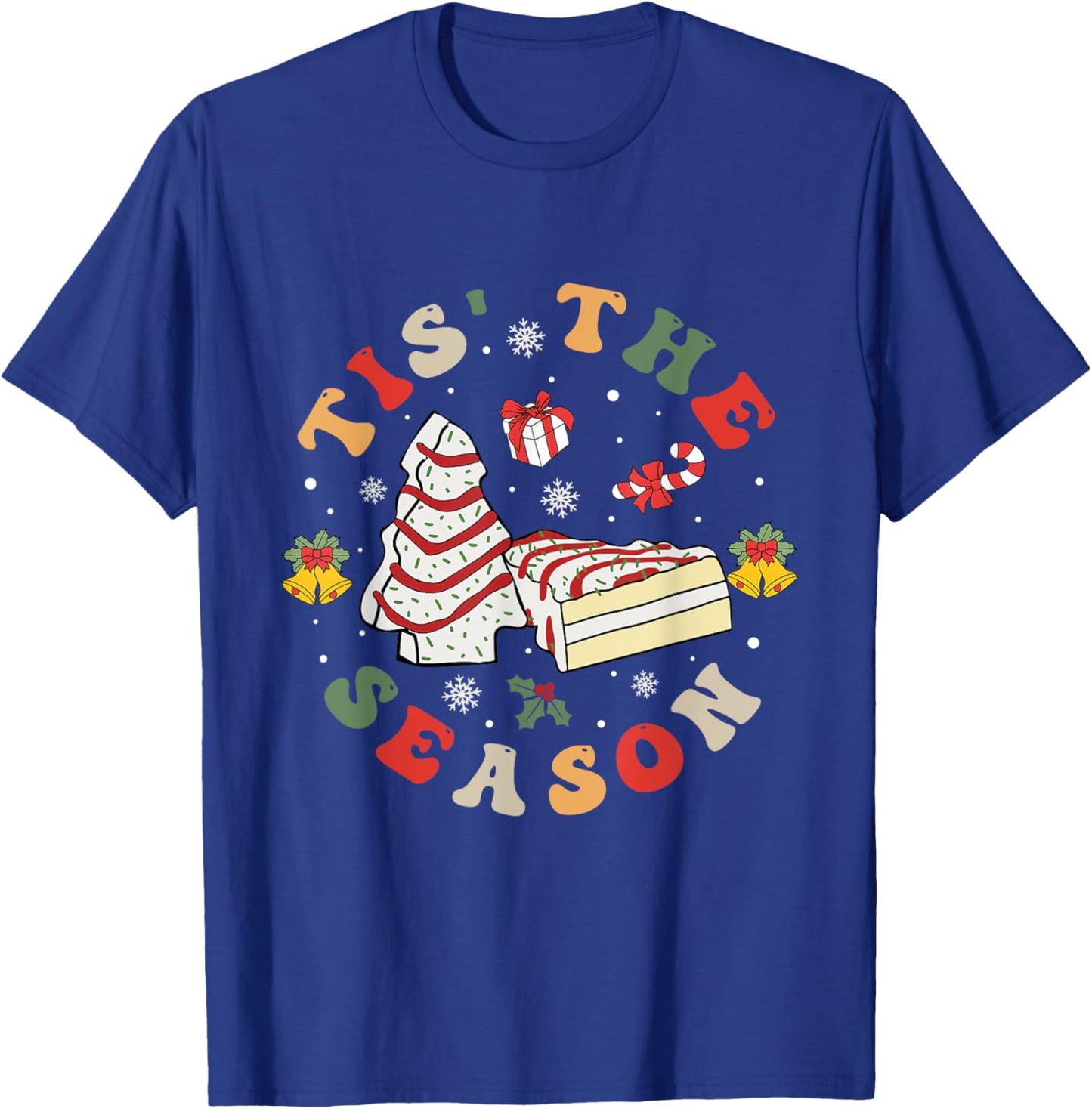 Farm Fresh Christmas Tree Cake Shirt Groovy Tis The Season T-Shirt - T-Shirt | Royal