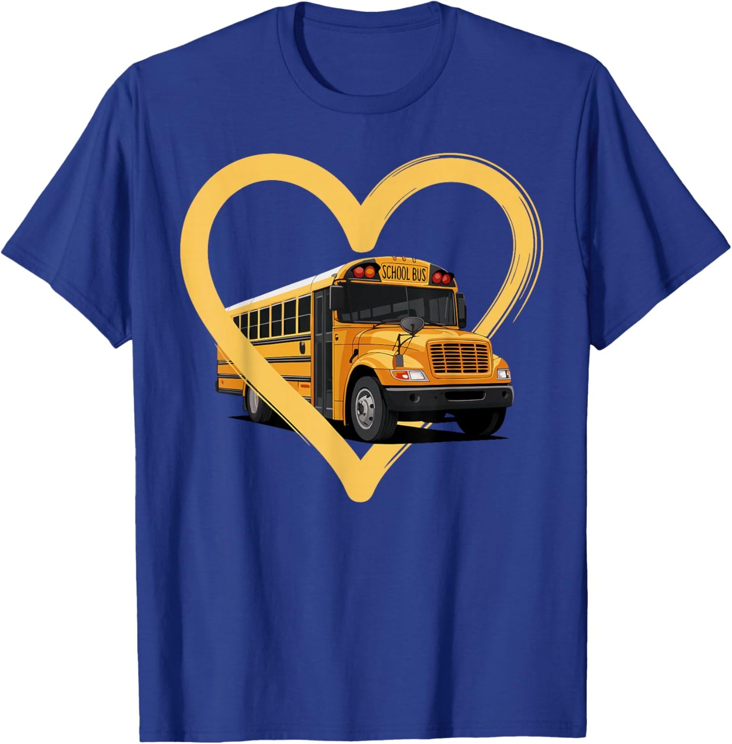 School Bus Driver Heart Yellow Bus T-Shirt - T-Shirt | Royal