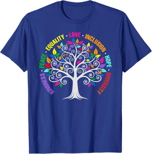 Kindness Peace Equality Love Inclusion Hope Diversity Retro T-Shirt - T-Shirt | Royal