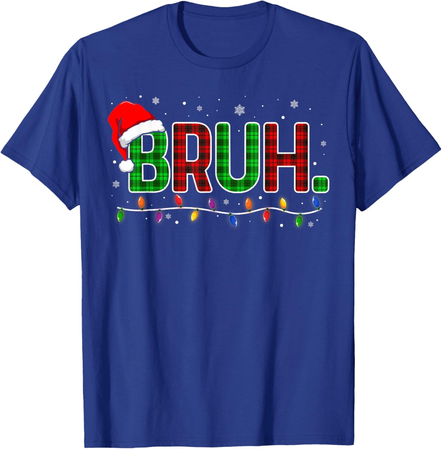 Bruh Funny Christmas Plaid Teens Boys Men Kids Xmas Pajamas T-Shirt - T-Shirt | Royal