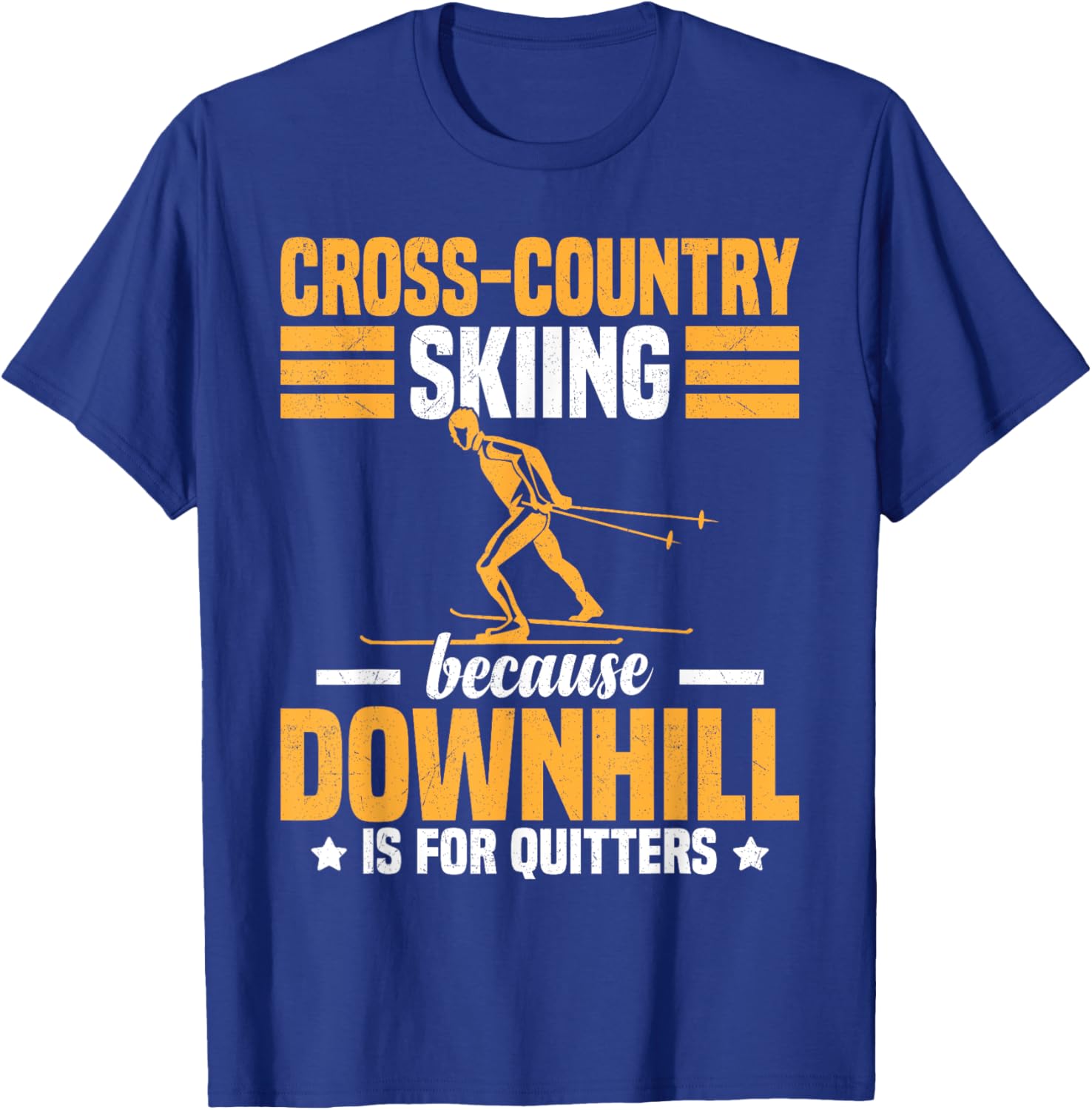 Funny Winter Sport Snow Cross-Country Skiing appearel T-Shirt - T-Shirt | Royal