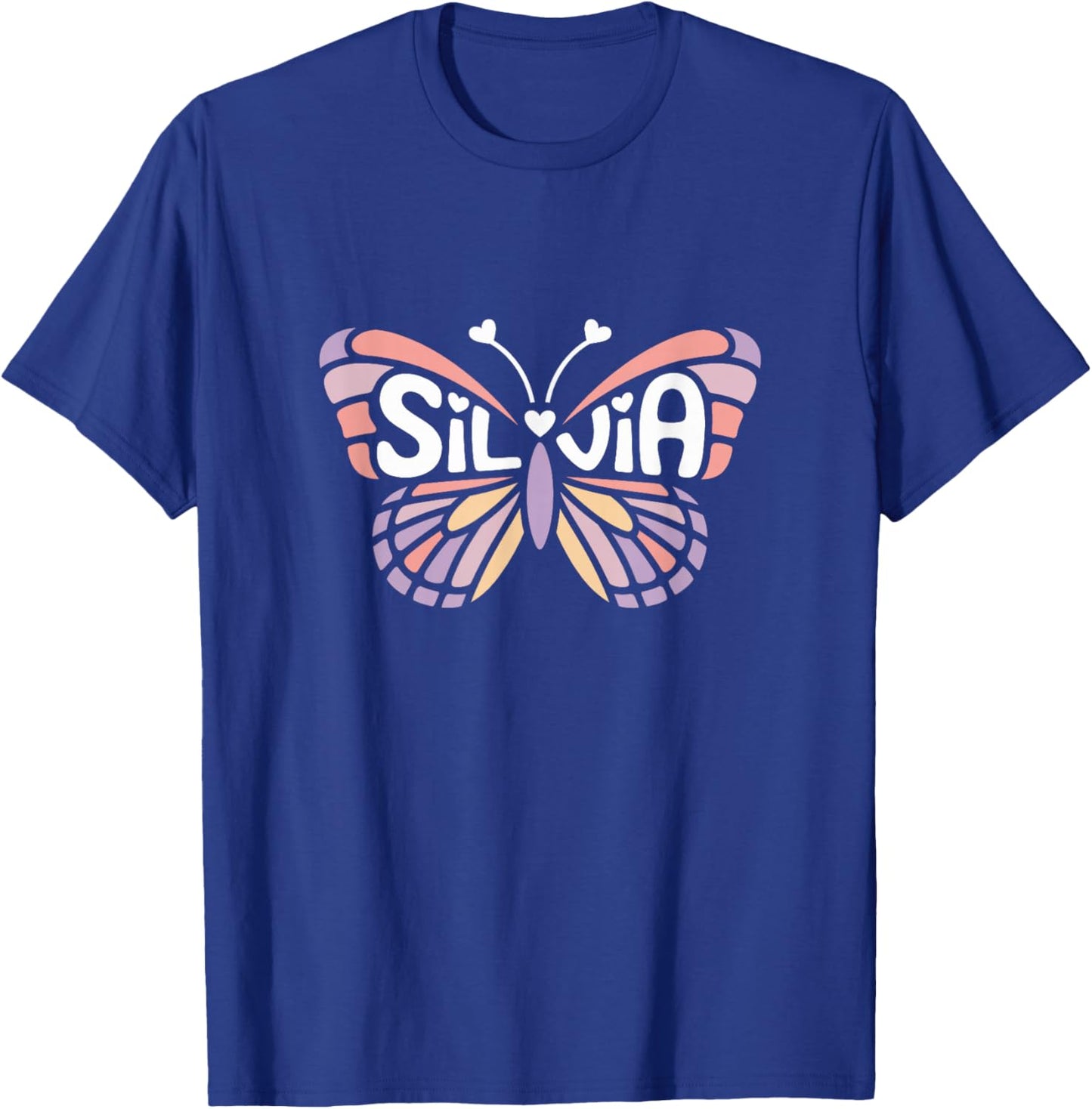 Silvia Butterfly - Personalized Cute Name Word Art T-Shirt - T-Shirt | Royal