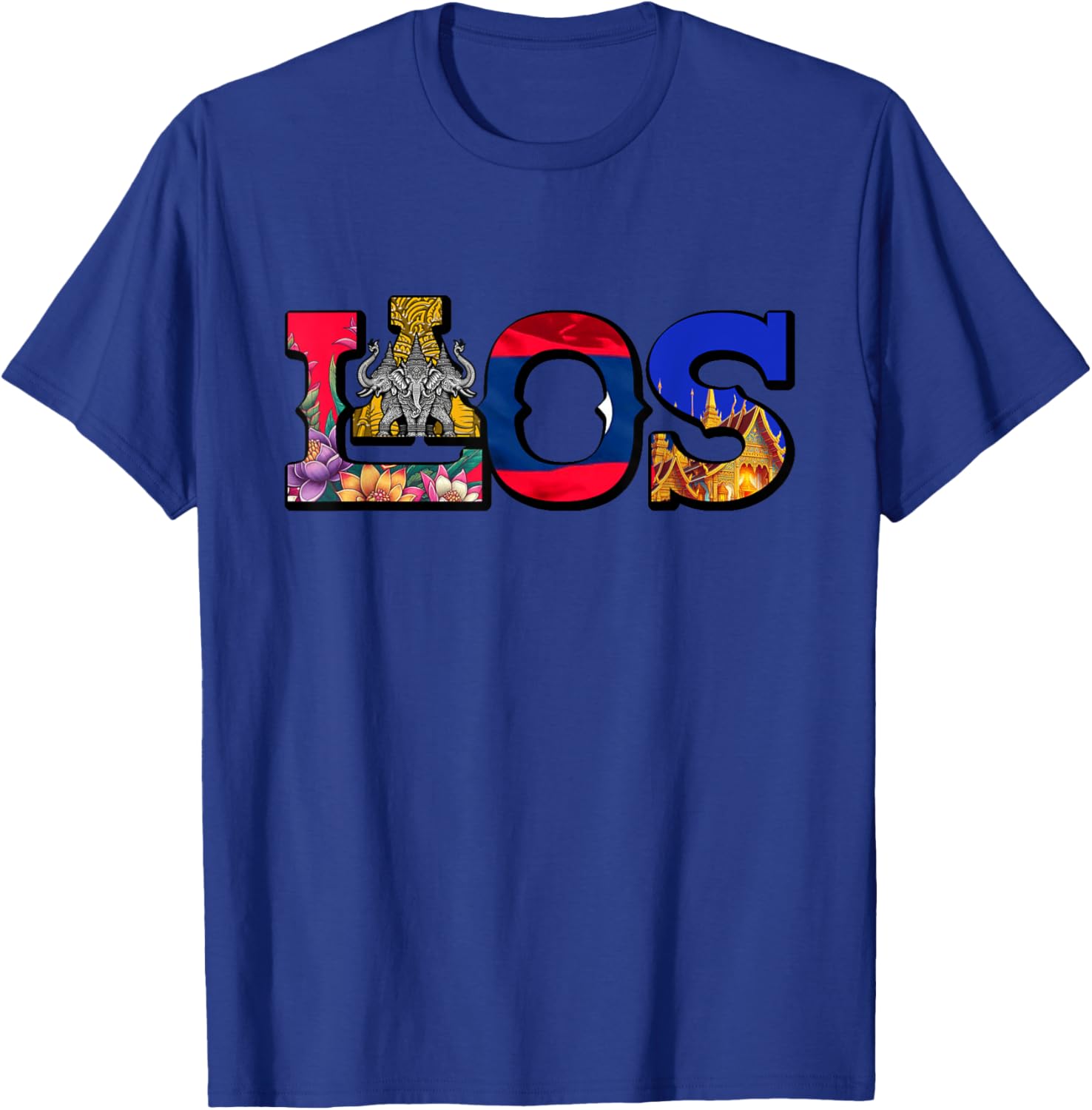 Laos Proud Lao Life Laotian Map Flowers T-Shirt - T-Shirt | Royal
