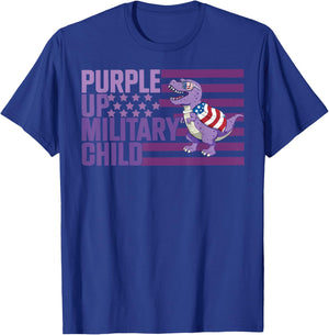Purple Up for Military Kids Military Child Month Dinosaur T-Shirt - T-Shirt | Royal