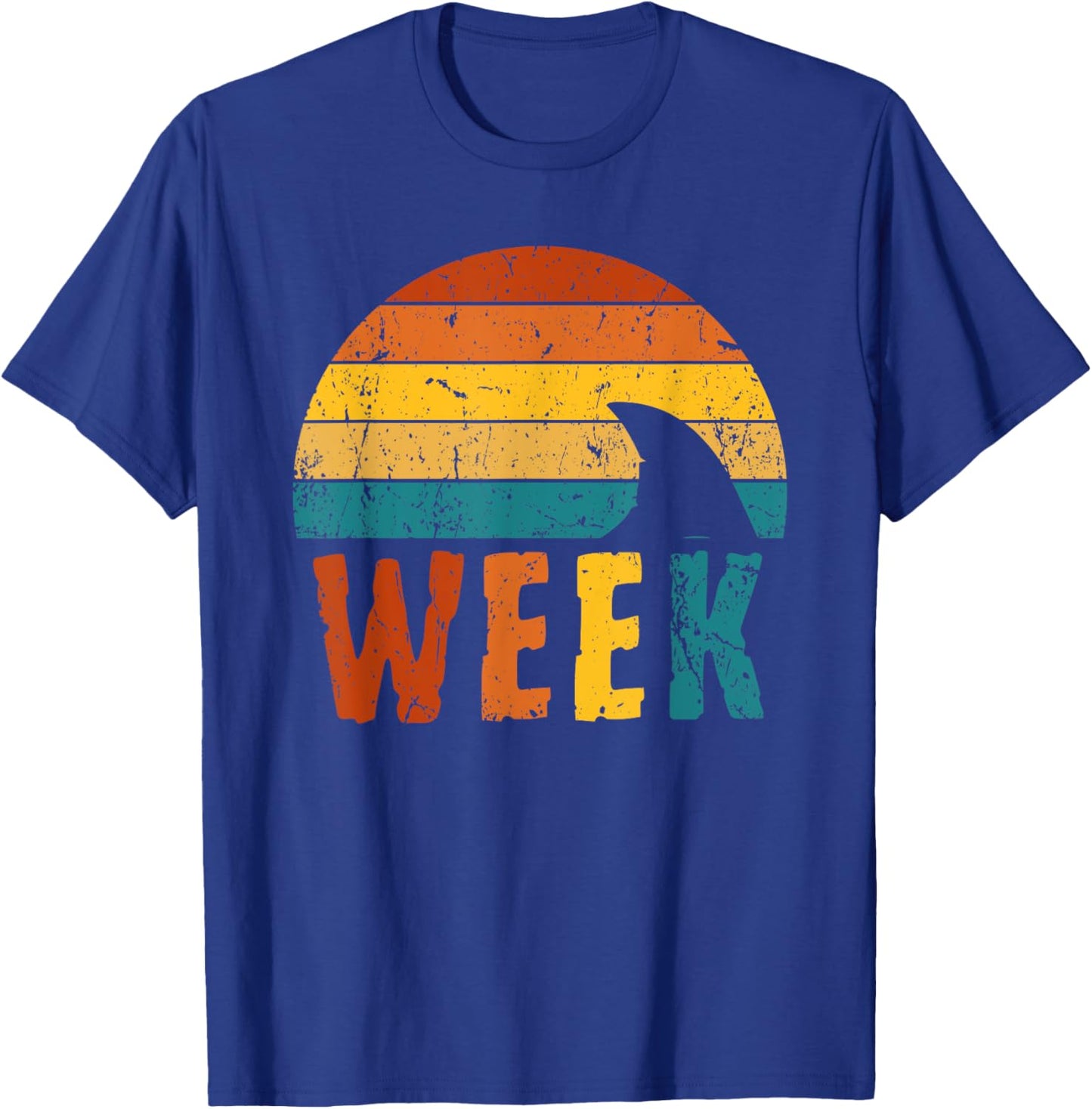 Retro Shark Fin 70s 80s Week Cool Sharks Ocean Animal Lover T-Shirt - T-Shirt | Royal