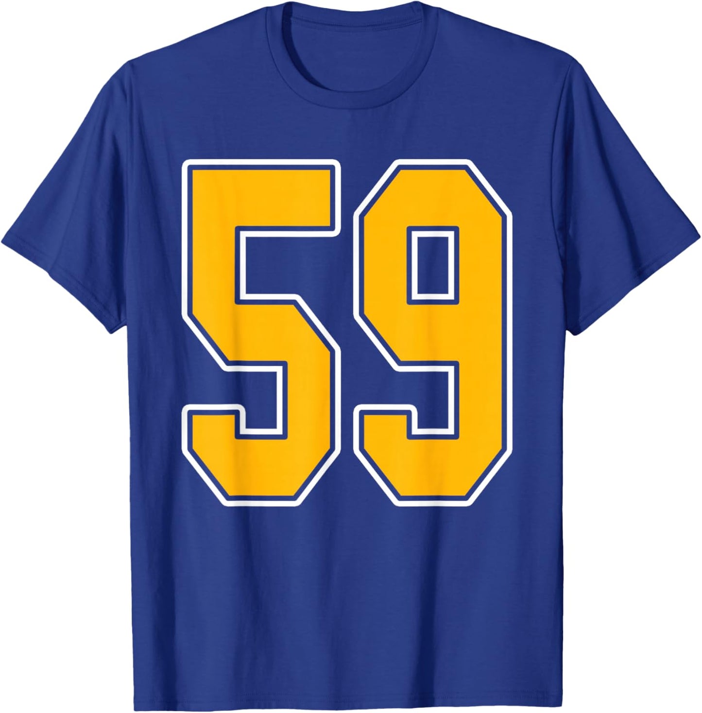 Gold and White Sports Number 59 Jersey Uniform Player T-Shirt - T-Shirt | Royal