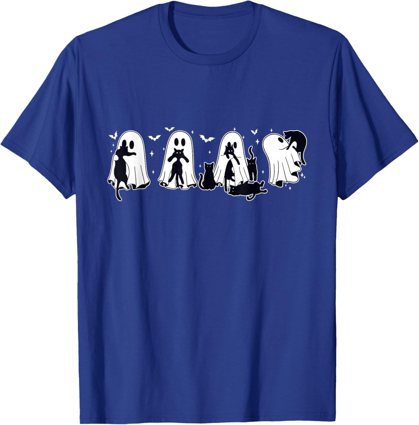 Ghost Holding Black Cat Halloween Black Cat Lover Cat Mom T-Shirt - T-Shirt | Royal