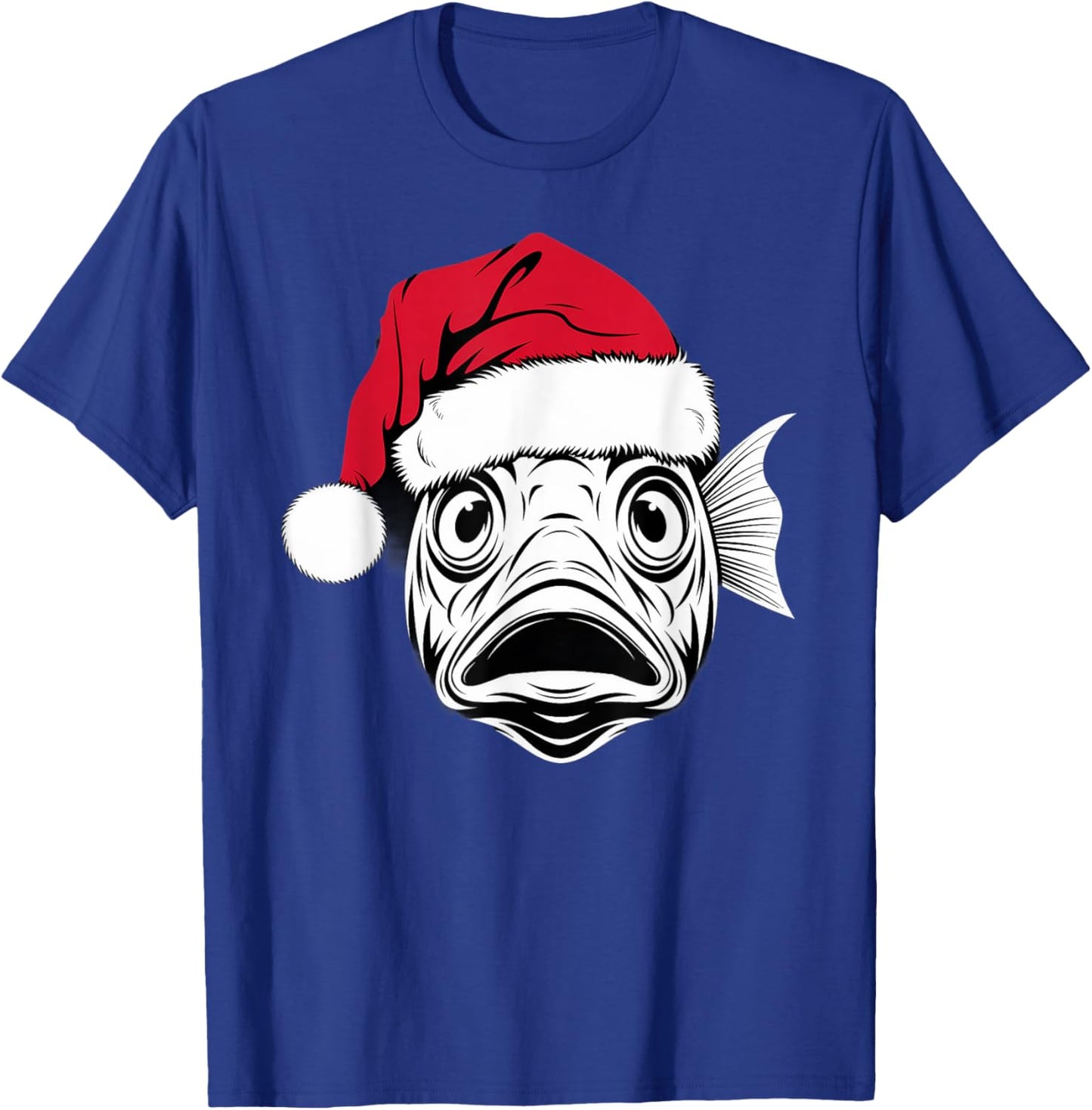 Funny Santa Fish on Marry Christmas Fish T-Shirt - T-Shirt | Royal