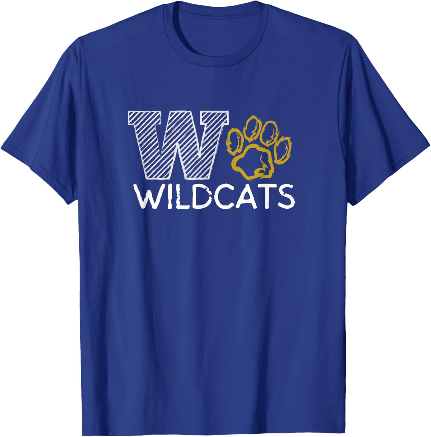 Wildcats Spirit Bold Letter W and Paw Print T-Shirt - T-Shirt | Royal