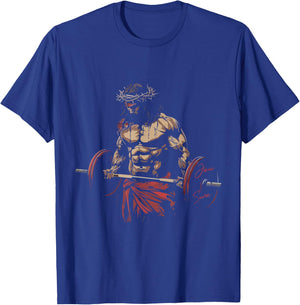 Jesus The Ultimate Deadlifter Christian Gym Workout Jesus T-Shirt - T-Shirt | Royal
