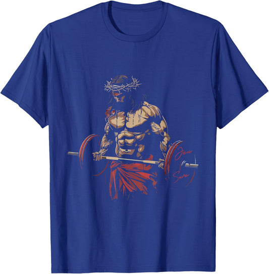 Jesus The Ultimate Deadlifter Christian Gym Workout Jesus T-Shirt - T-Shirt | Royal