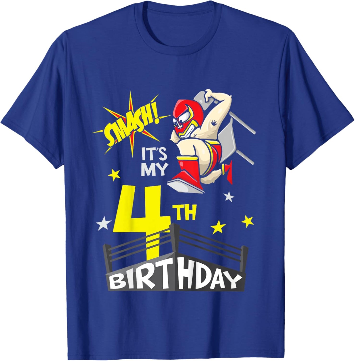 Kids Kids It's My 4th Birthday 4th Birthday Shirt Boy, Wrestling T-Shirt - T-Shirt | Royal
