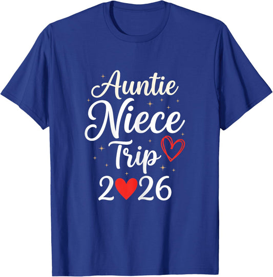 Auntie Niece Trip 2026 Summer Vacay Matching Holiday T-Shirt - T-Shirt | Royal