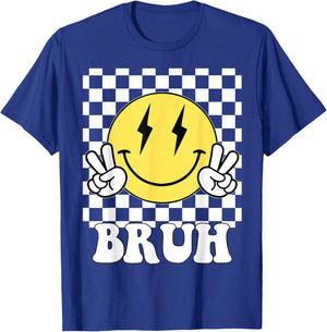 Groovy Bruh For Girls Kids Boys Smile Face T-Shirt - T-Shirt | Royal