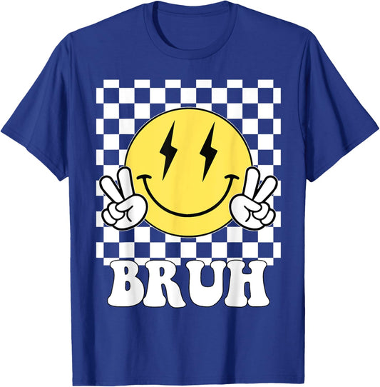 Groovy Bruh For Girls Kids Boys Smile Face T-Shirt - T-Shirt | Royal