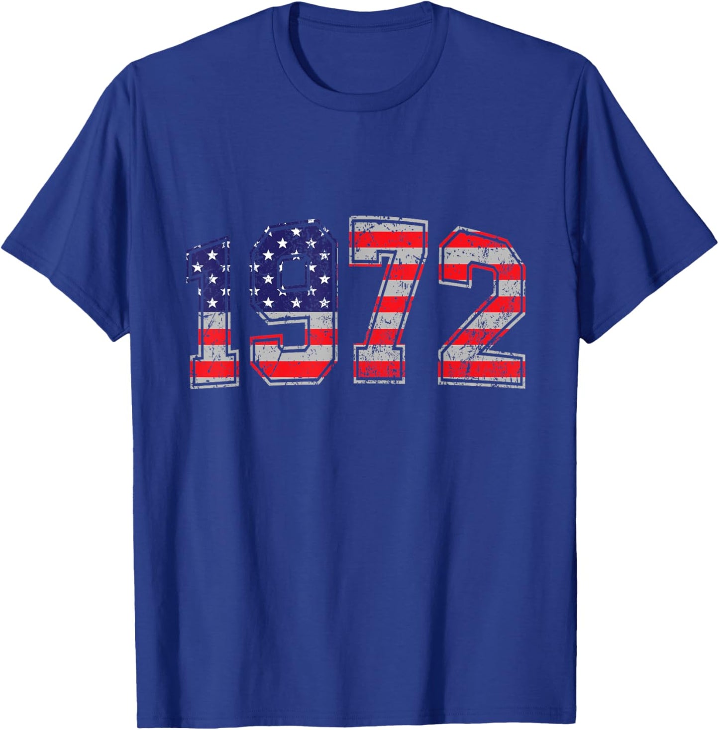 Vintage 1972 52 Years Old American Flag 4th Of July Retro Women Men T-Shirt - T-Shirt | Royal