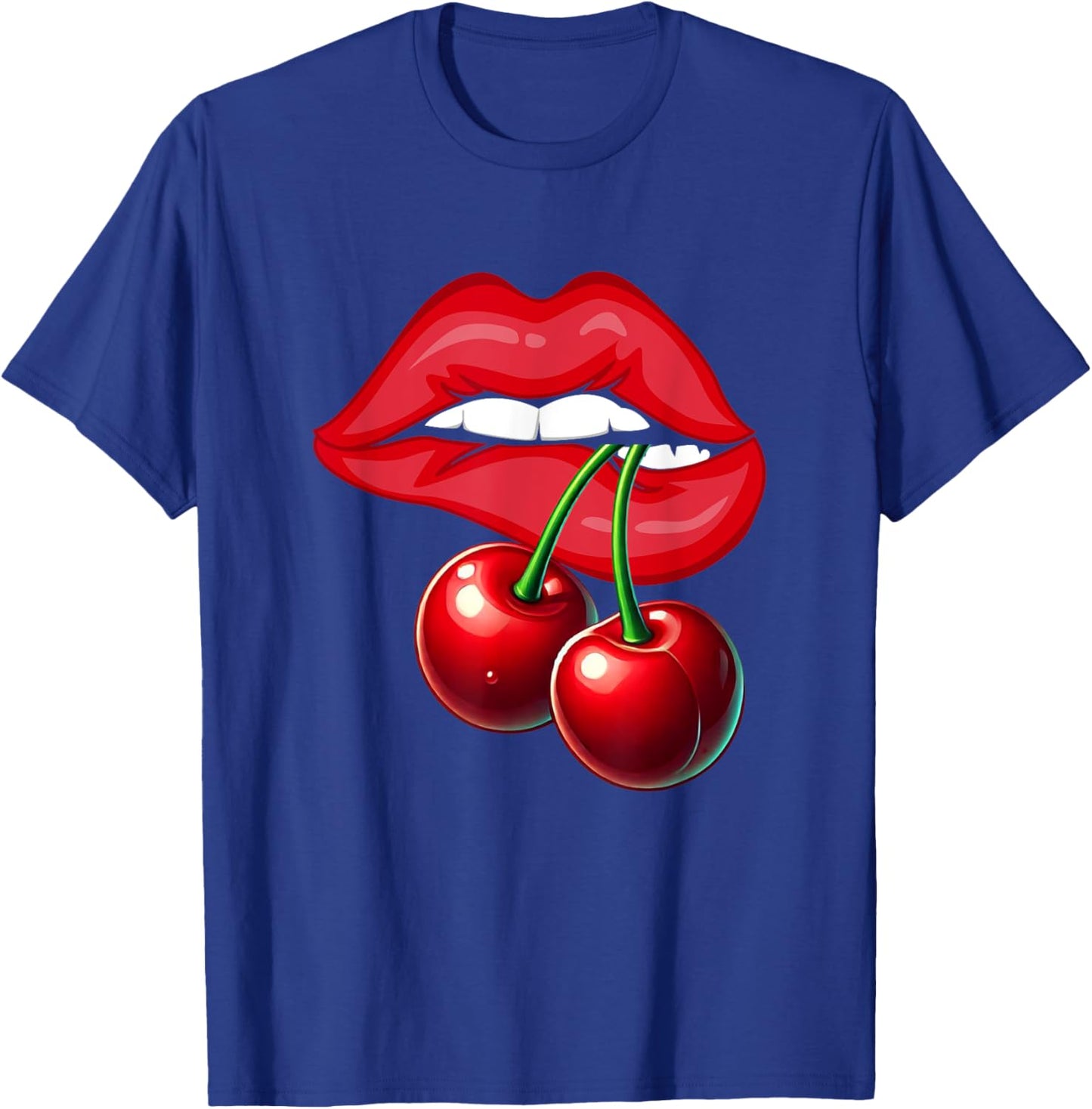 Cherry Lips Sexy Women Design Red Lips Vintage T-Shirt - T-Shirt | Royal