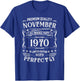 54th Birthday Legends Were Born In November 1970 T-Shirt - T-Shirt | Royal