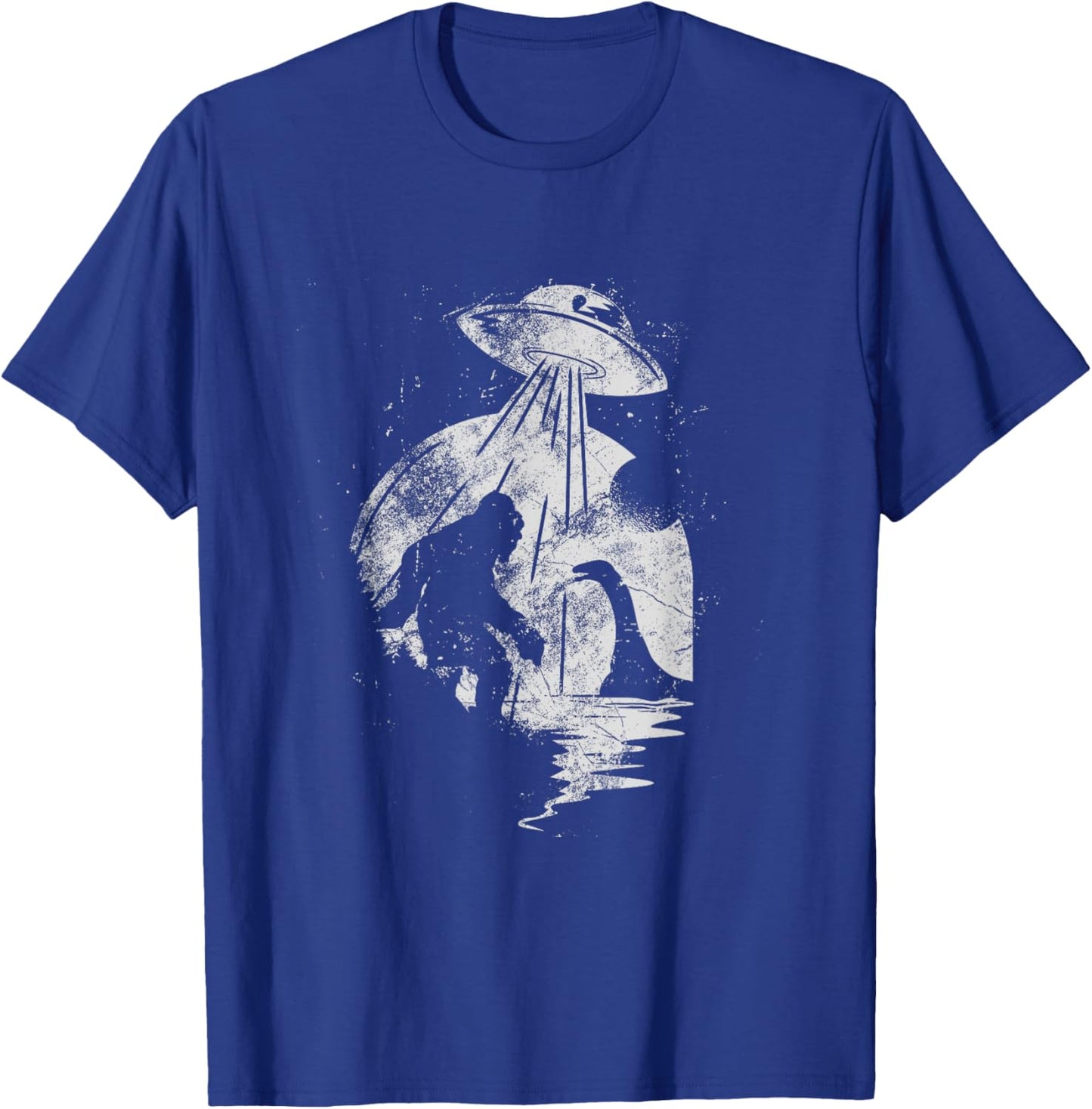Bigfoot And Loch Ness Monster Being Abducted By A UFO T-Shirt - T-Shirt | Royal