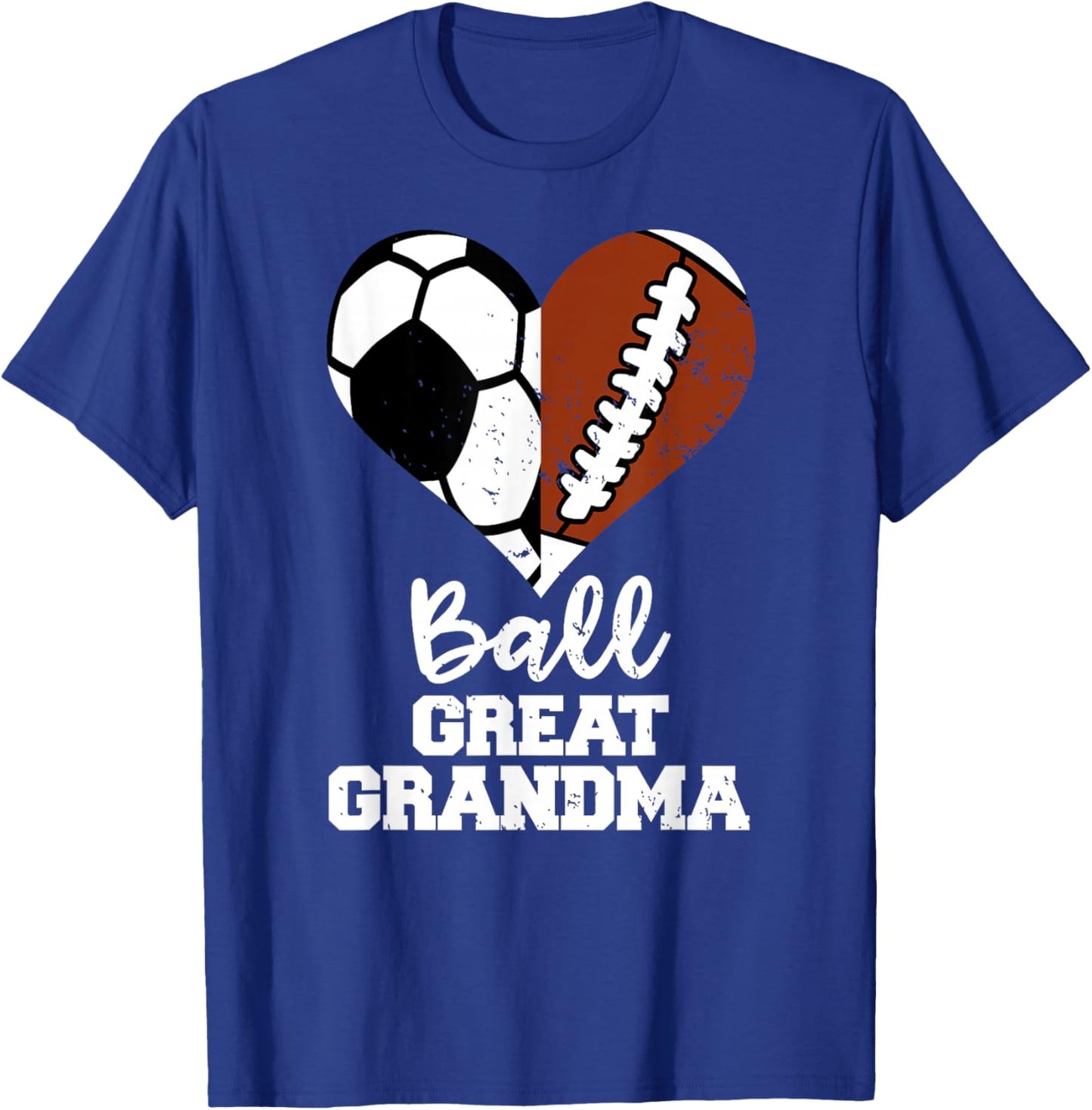 Ball Great Grandma Heart Funny Soccer Football Grandma T-Shirt - T-Shirt | Royal