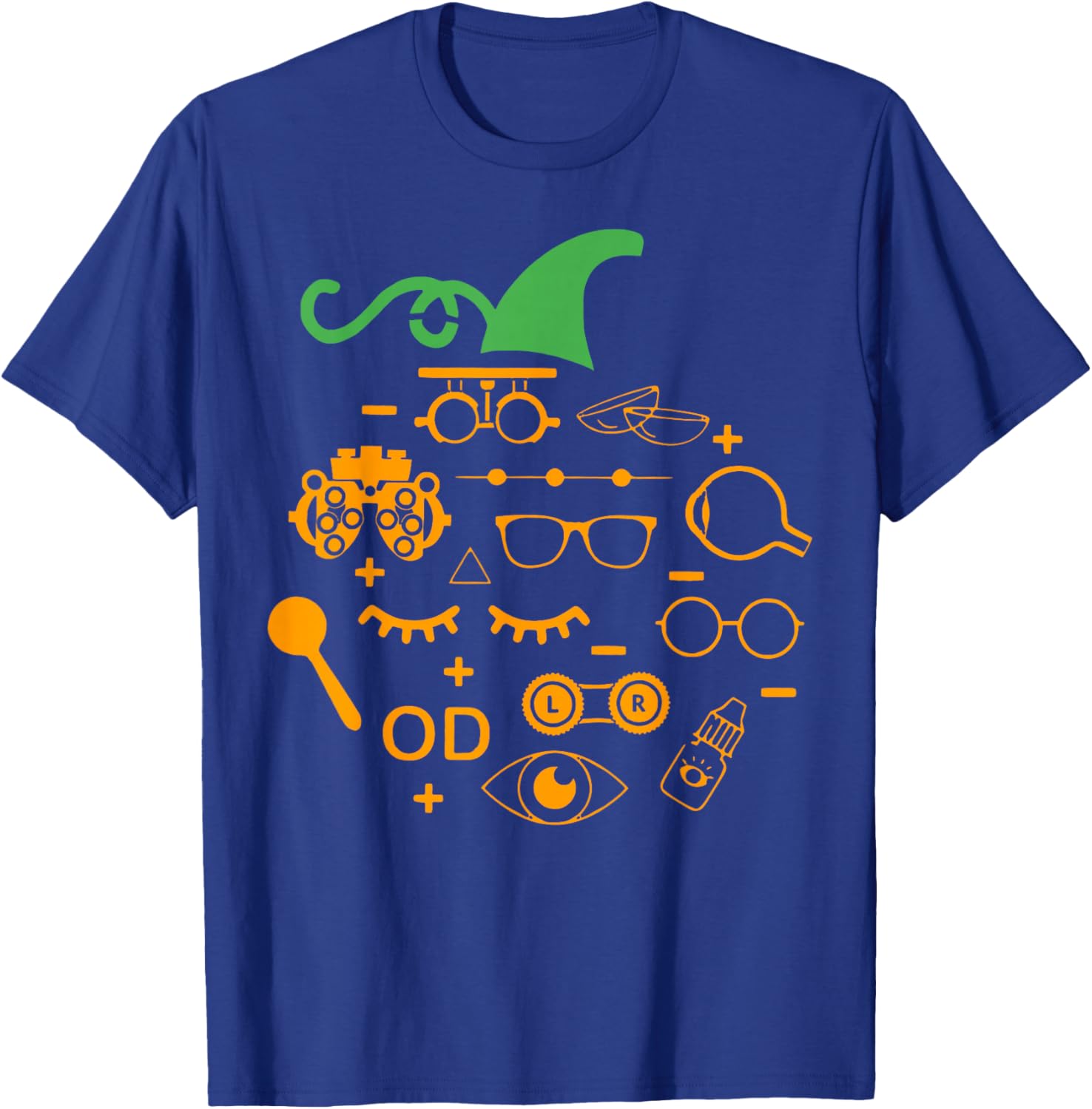 Optometry Symbols Pumpkin Shape Autumn Halloween Optometrist T-Shirt - T-Shirt | Royal