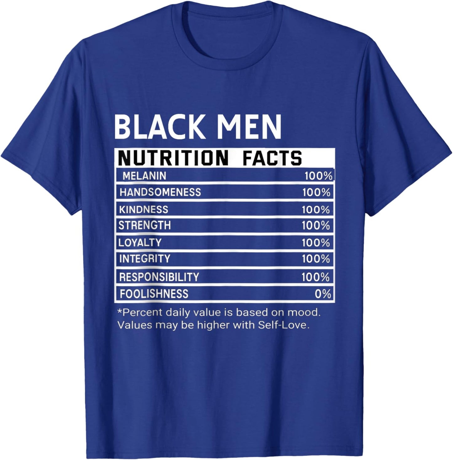 Black History Month Nutrition Facts Black Men Melanin T-Shirt - T-Shirt | Royal