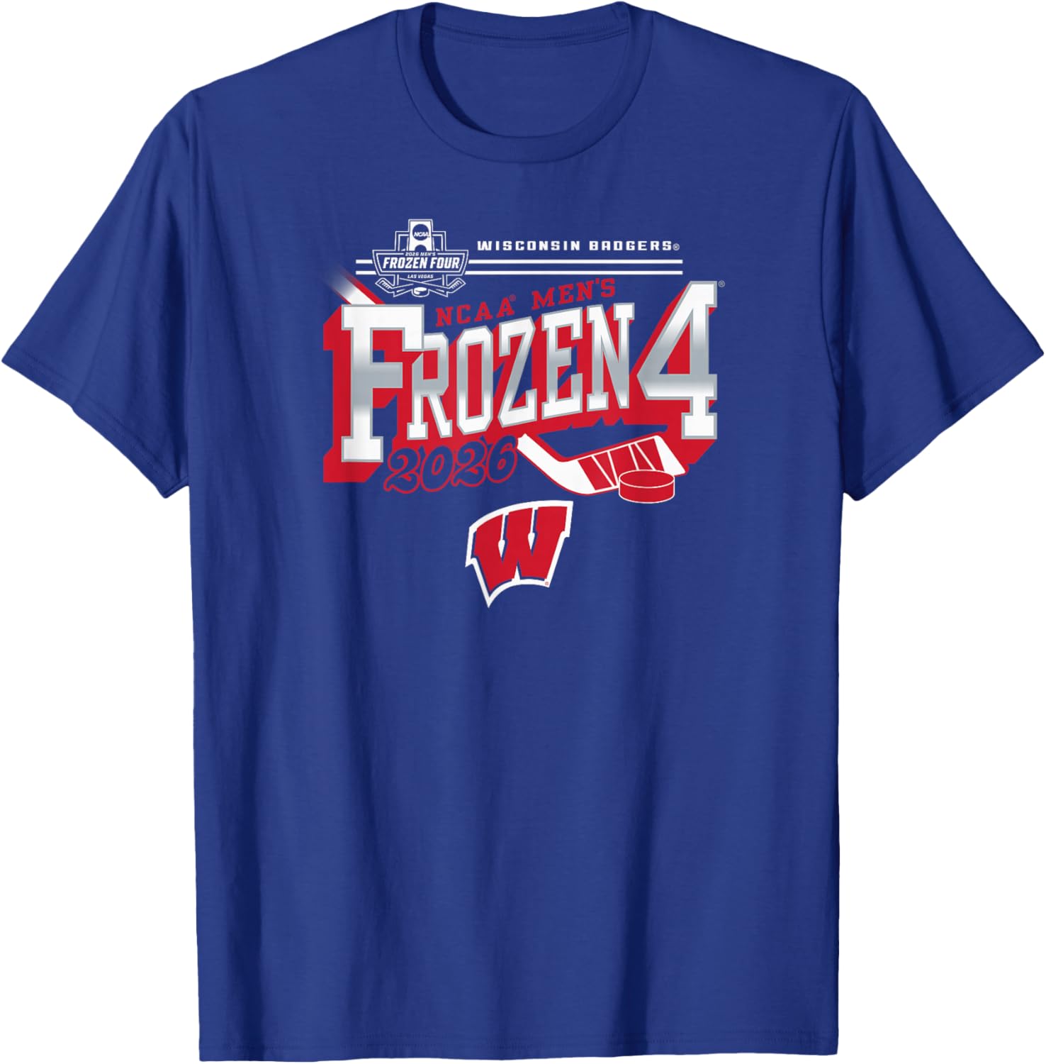 Wisconsin Badgers Frozen Four 2026 Men's Hockey Black T-Shirt - T-Shirt | Royal