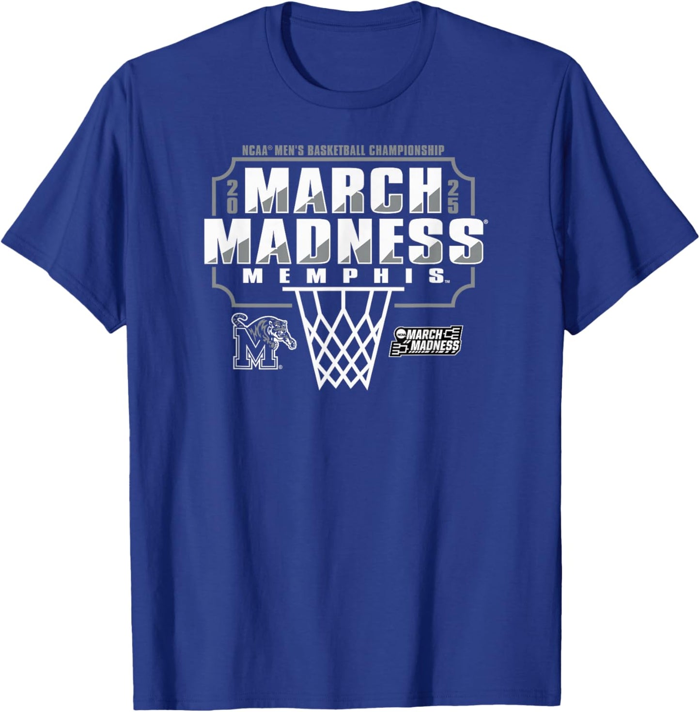 Memphis Tigers March Madness 2025 Basketball Blue T-Shirt - T-Shirt | Royal