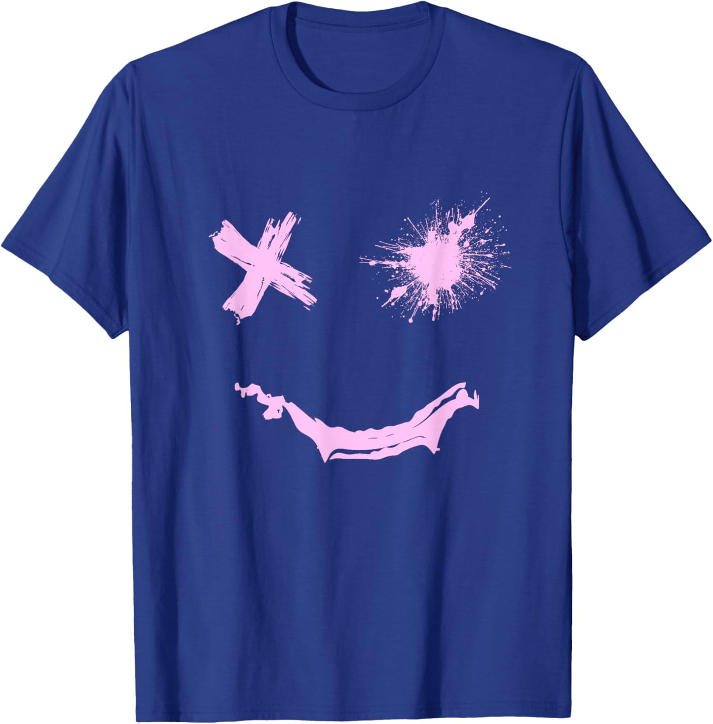 Pink Grunge Face Smile Color Graphic Pink T-Shirt - T-Shirt | Royal