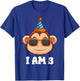 Monkey 3rd Birthday Party Hat Animal Jungle Theme Zookeeper T-Shirt - T-Shirt | Royal