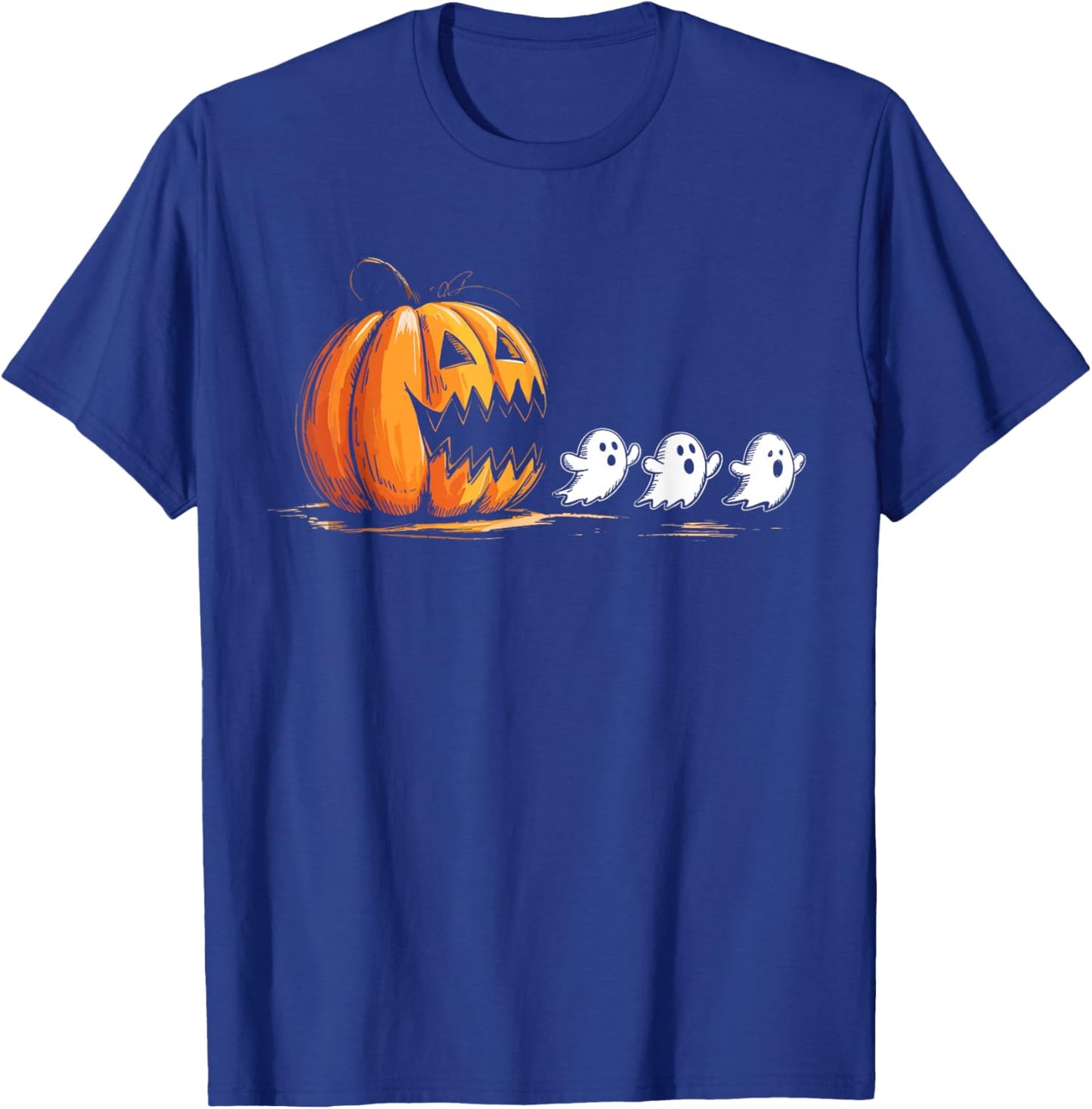 Halloween Gamer Pumpkin Eating Ghost Costume Men Boys Kids T-Shirt - T-Shirt | Royal